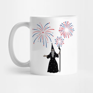Wizard casting Fireworks for 4th of July Mug
